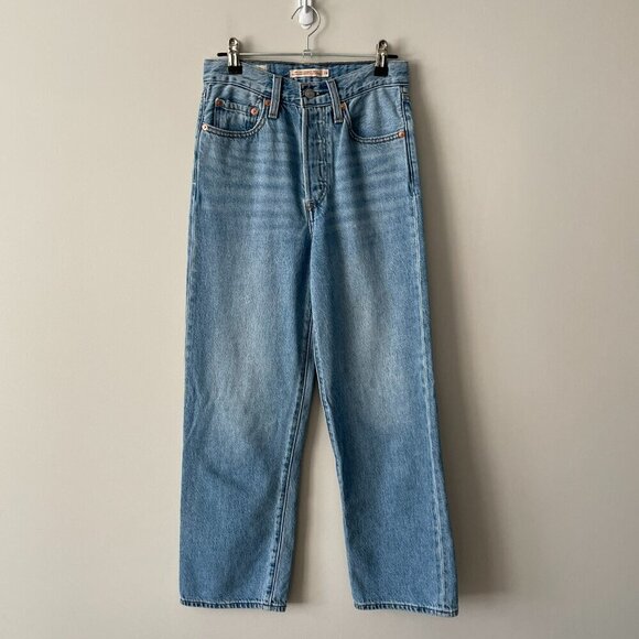 Levi's Ribcage Straight Ankle Medium Wash Denim High Rise Casual Jeans Blue 24 - Picture 3 of 9
